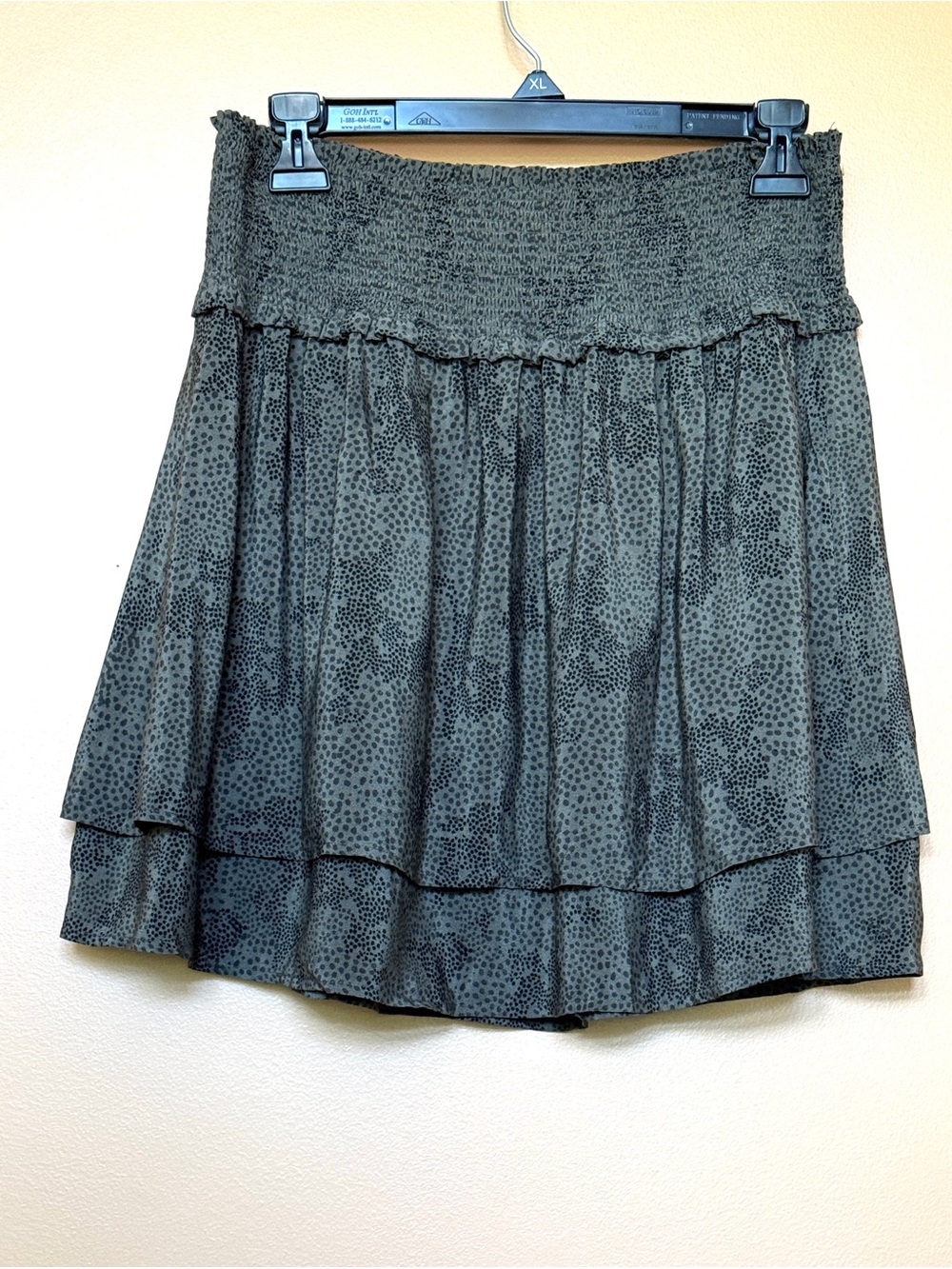 Rails Olive Green Printed Smocked Waist Mini Skirt